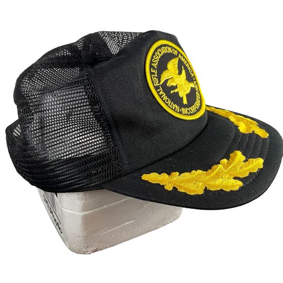 RARE HTF Vintage 70s NRA Trucker Hat Adjustable Snapback Black Embroidered - Picture 2 of 8